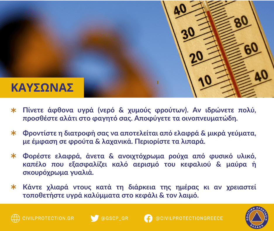 Διάθεση κλιματιζόμενων χώρων για προστασία των πολιτών από τις υψηλές θερμοκρασίες