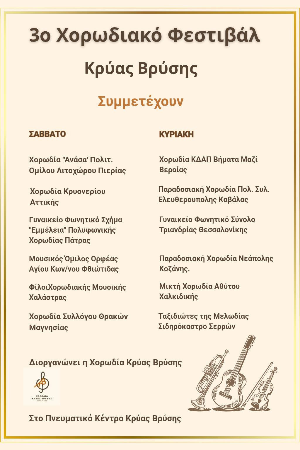 Έρχεται το 3ο Χορωδιακό Φεστιβάλ Κρύας Βρύσης