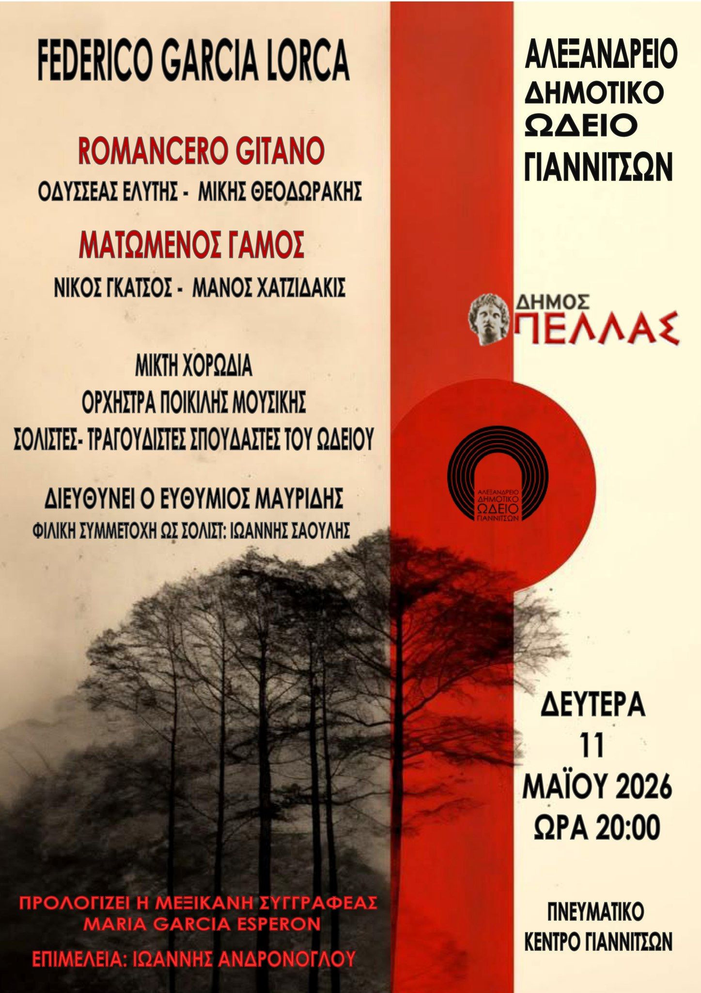 Το Αλεξάνδρειο Δημοτικό Ωδείο Γιαννιτσών παρουσιάζει Romancero Gitano και Ματωμένο Γάμο