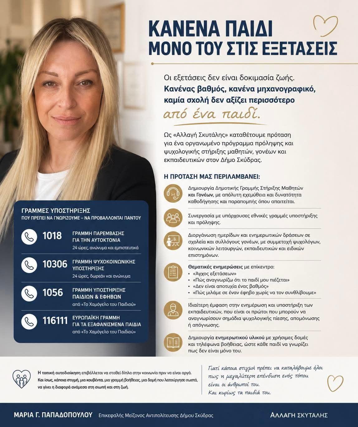 Μαρία Παπαδοπούλου: Κανένα παιδί μονο στις εξετάσεις