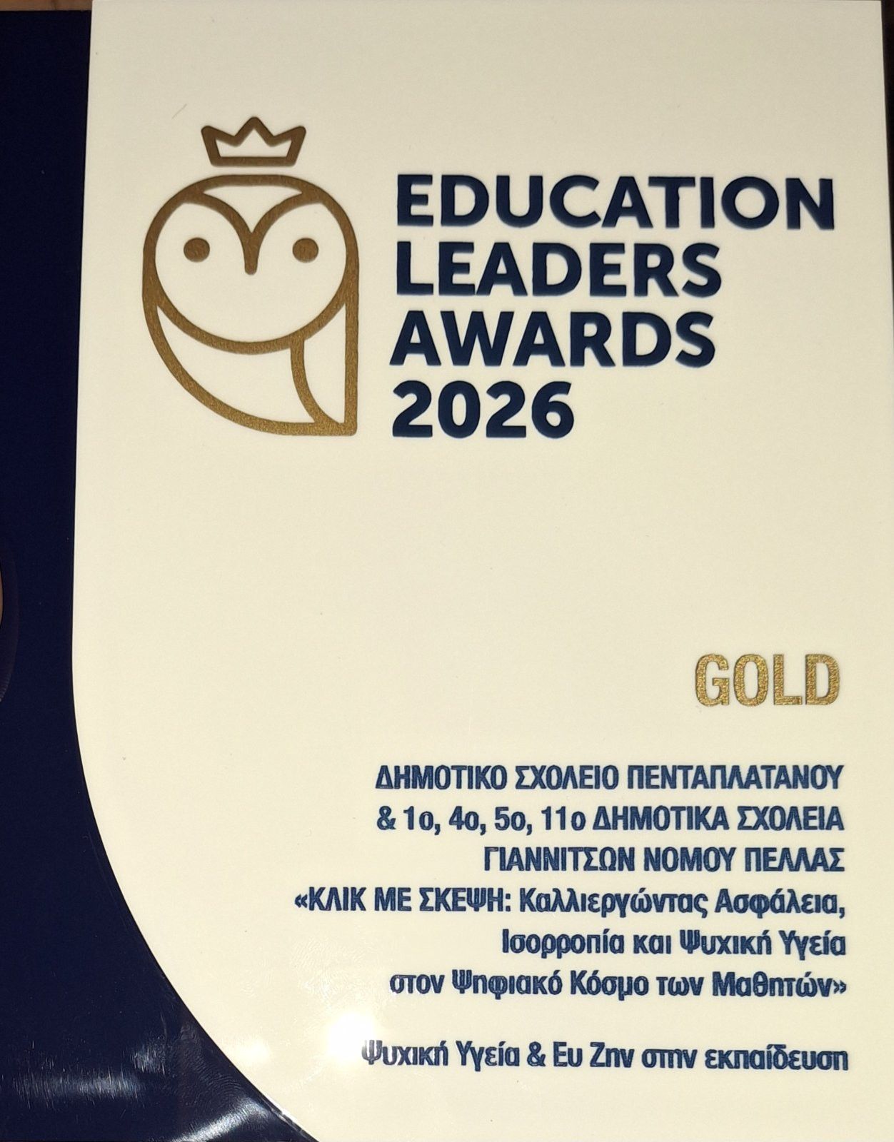Χρυσή Διάκριση στα Education Leaders Awards 2026 για Σχολεία της Πέλλας