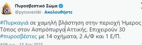Φωτιά  στον Ασπρόπυργο
