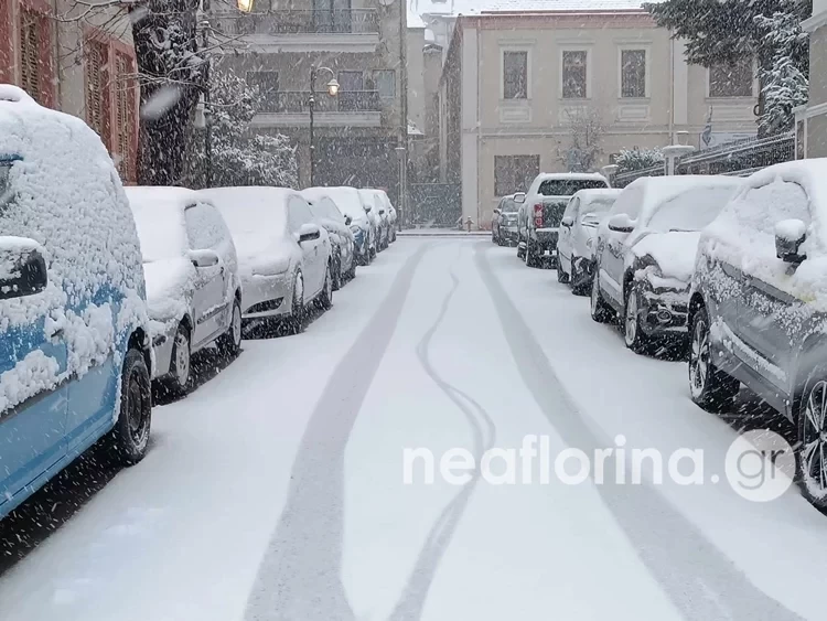 Έντονη χιονόπτωση στη Φλώρινα -Πού υπάρχουν προβλήματα