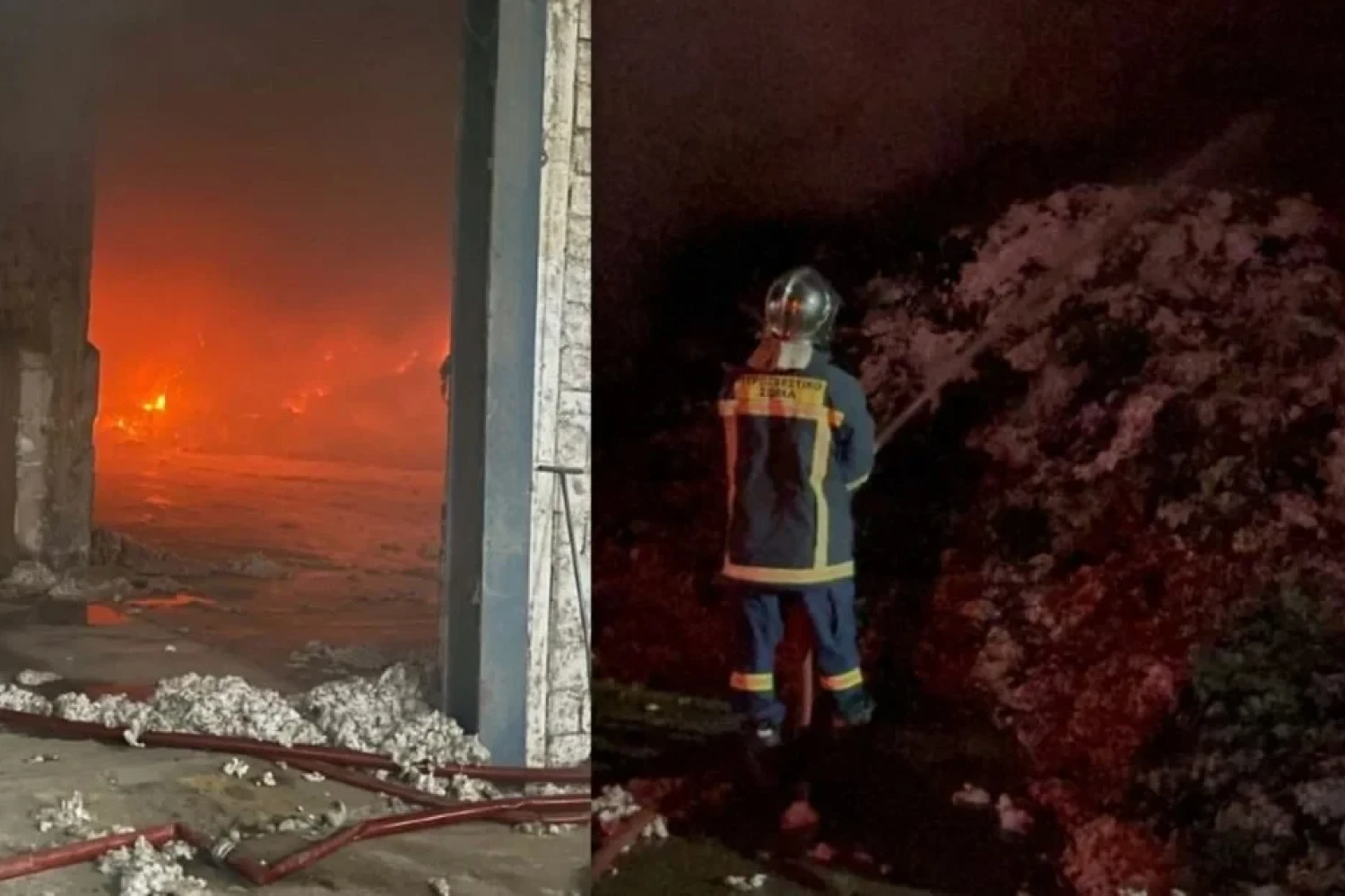 Τρίκαλα: Στις φλόγες εργοστάσιο βάμβακος – Καίγονται έξι αποθήκες