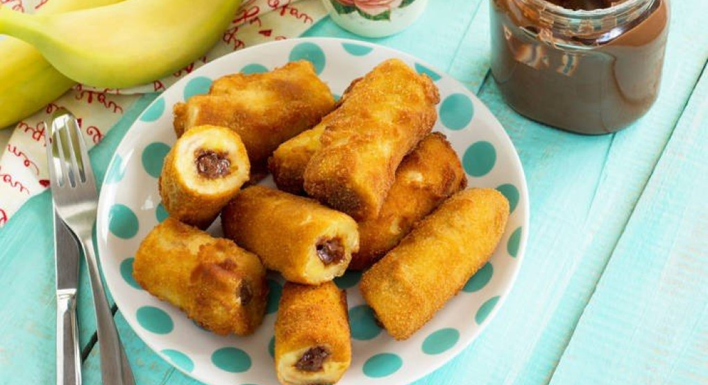 Τηγανιτές μπανάνες με γέμιση μερέντας