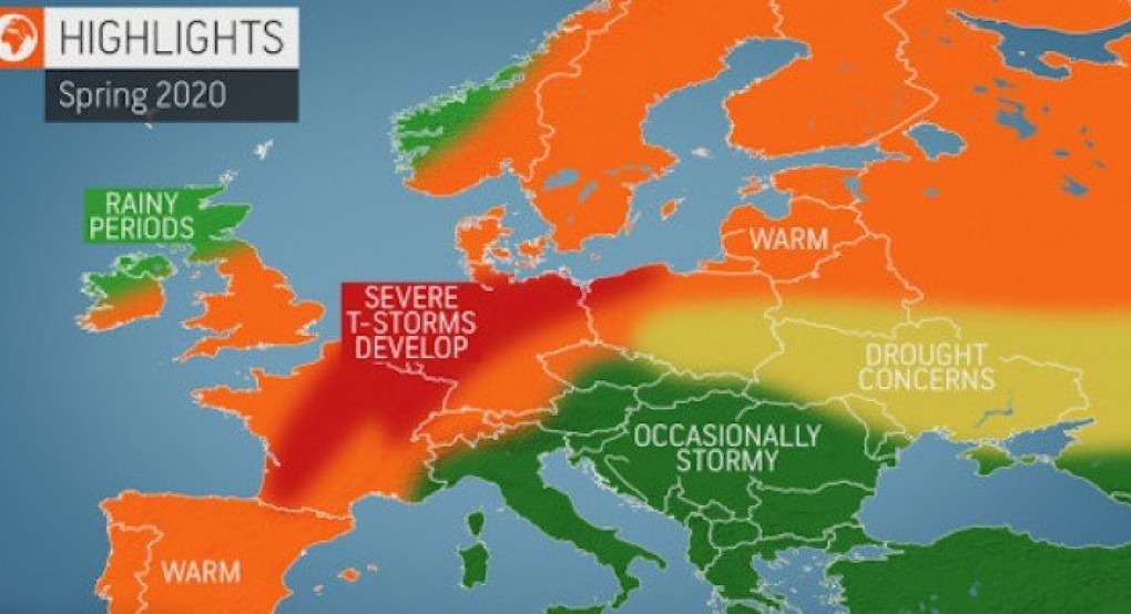 Accuweather: Τι καιρό θα κάνει την άνοιξη στην Ευρώπη -Αρκετές βροχές στην Ελλάδα, ζέστη από μέσα Απριλίου 