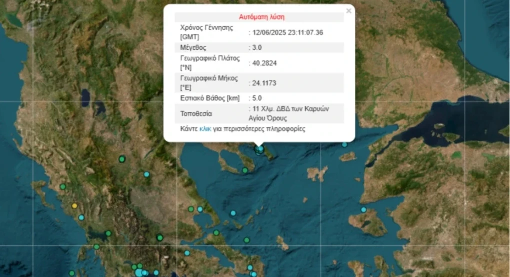 Σεισμός 3 Ρίχτερ στο Άγιον Όρος