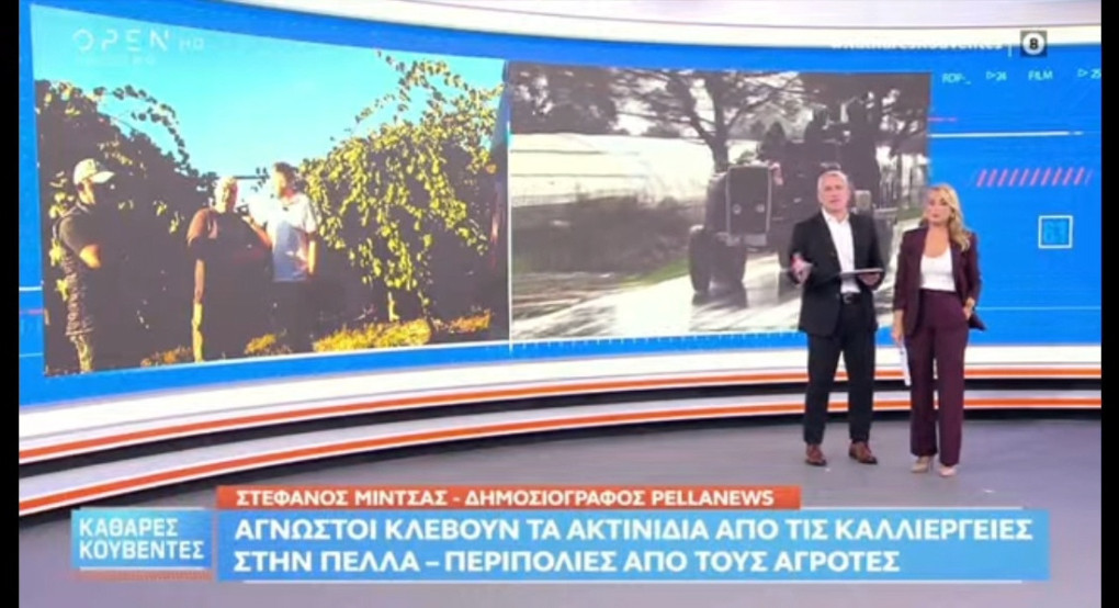 Στην εκπομπή «Καθαρές Κουβέντες» του OPEN το φλέγον ζήτημα με τις κλοπές ακτινιδίων στην Πέλλα Στην εκπομπή «Καθαρές Κουβέντες» του OPEN το φλέγον ζήτημα με τις κλοπές ακτινιδίων στην Πέλλα