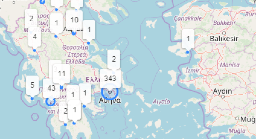 Ο Κορωνοϊός στην Ελλάδα (χάρτης)