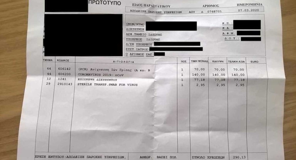 Κορωνοϊός: Χρυσάφι κοστίζει η εξέταση σε ιδιωτικά θεραπευτήρια