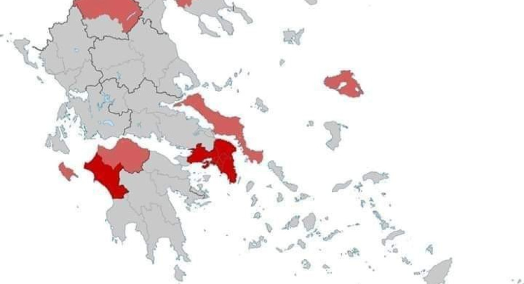 Οι νομοί που έχουν χτυπηθεί με Κορωνοϊο 