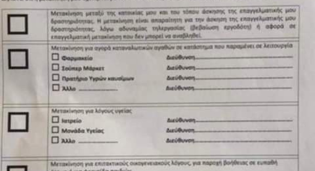 Το έντυπο για την κυκλοφορία 