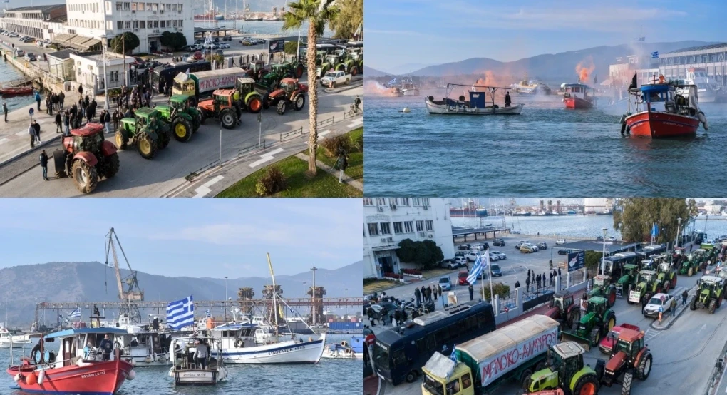 Στο λιμάνι του Βόλου οι αγρότες – «Αστακός» η περιοχή από τις ισχυρές αστυνομικές δυνάμεις – Στην κινητοποίηση και οι αλιείς