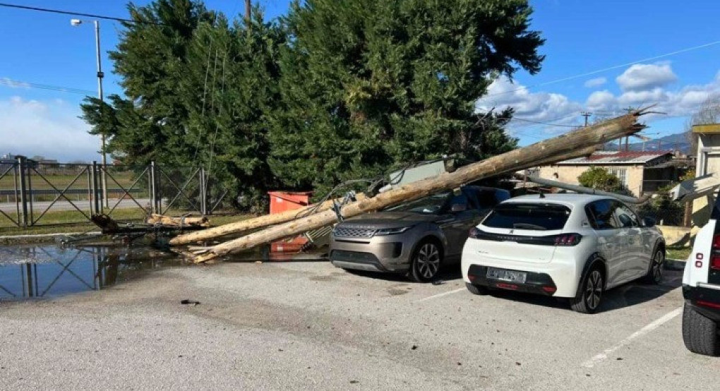 Ζημιές από τους θυελλώδεις ανέμους στη Φθιώτιδα - Χιονοπτώσεις και αλυσίδες στην Ευρυτανία