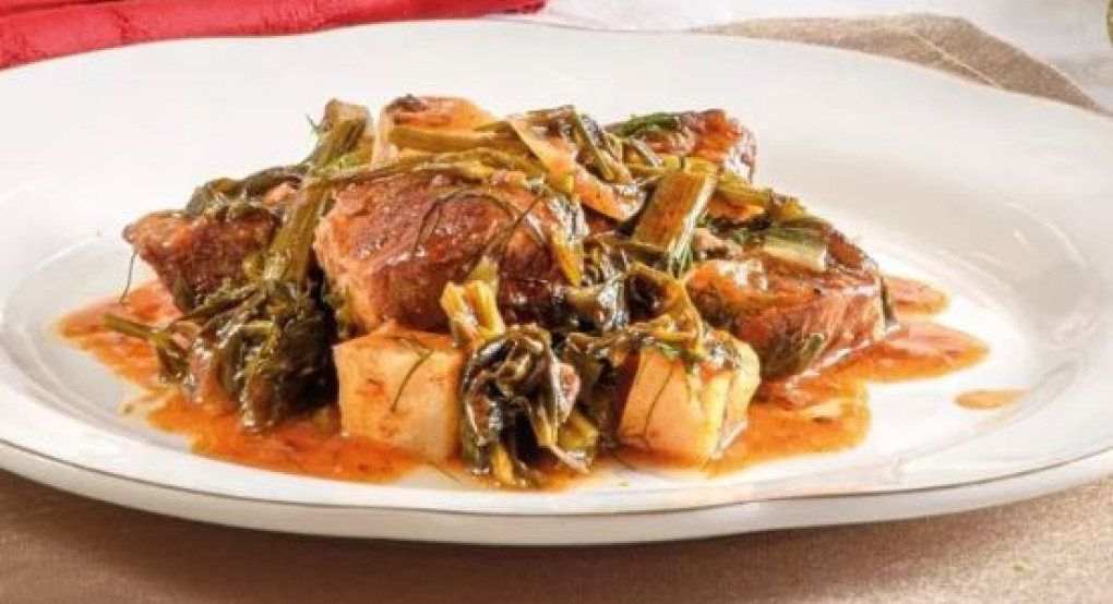 Χοιρινό πρασοσέλινο σε αρωματική σάλτσα εσπεριδοειδών