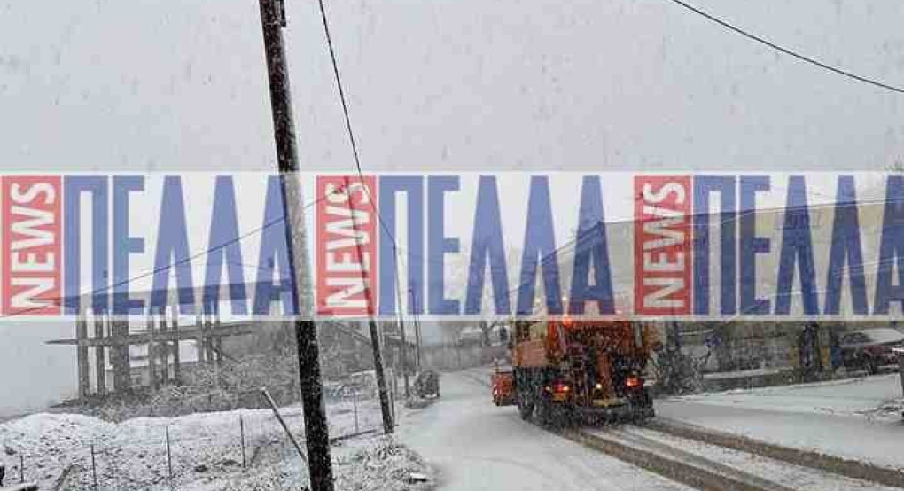 Ισχυρή χιονόπτωση στον Αρχάγγελο: Επί ποδός ο μηχανισμός της Περιφερειακής Ενότητας Πέλλας