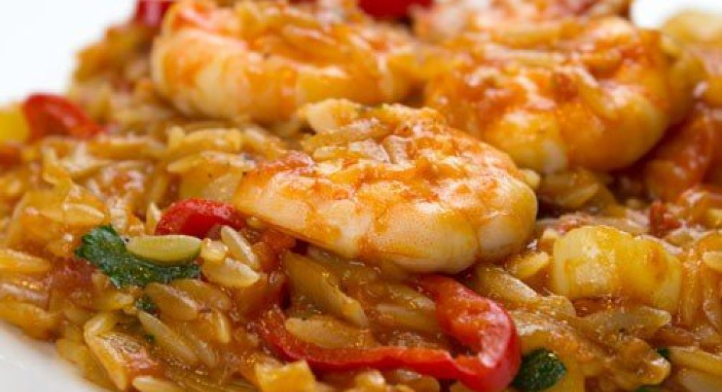 Σαρακοστιανό κριθαρότο με γαρίδες 