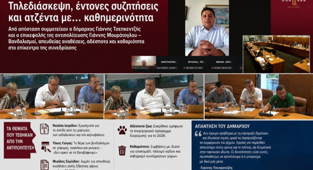 Δημοτικό Συμβούλιο Έδεσσας: Τηλεδιάσκεψη, Καλλιτεχνικό Σχολείο, καθαριότητα και αιχμές της αντιπολίτευσης