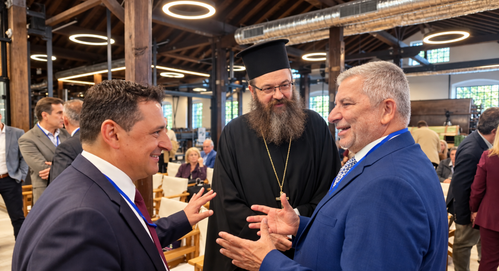 Θερμή συνάντηση π. Μαξίμου με Γιώργο Πατούλη και Γιάννη Τσεπκεντζή στο Κανναβουργείο