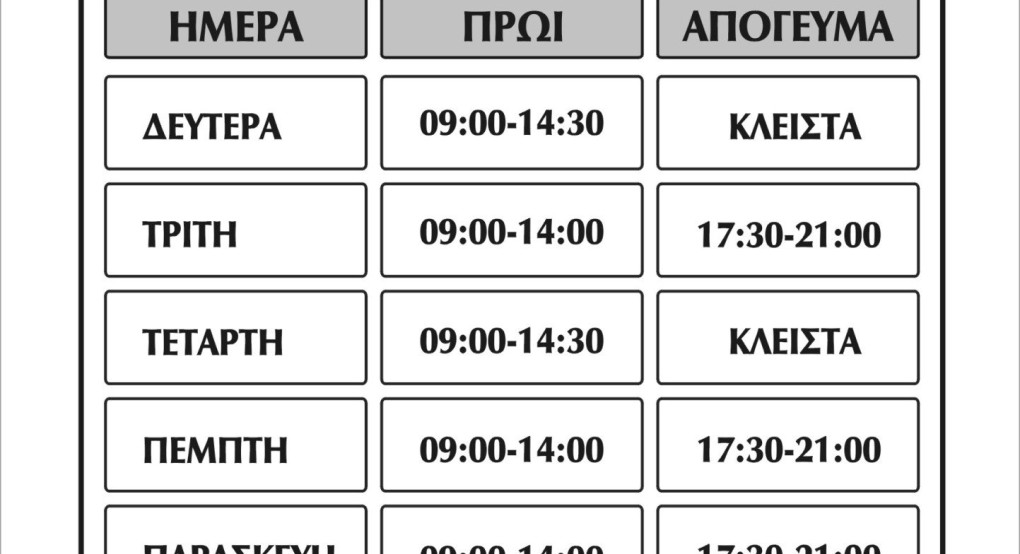 Θερινό ωράριο Εμπορικού συλλόγου Έδεσσας