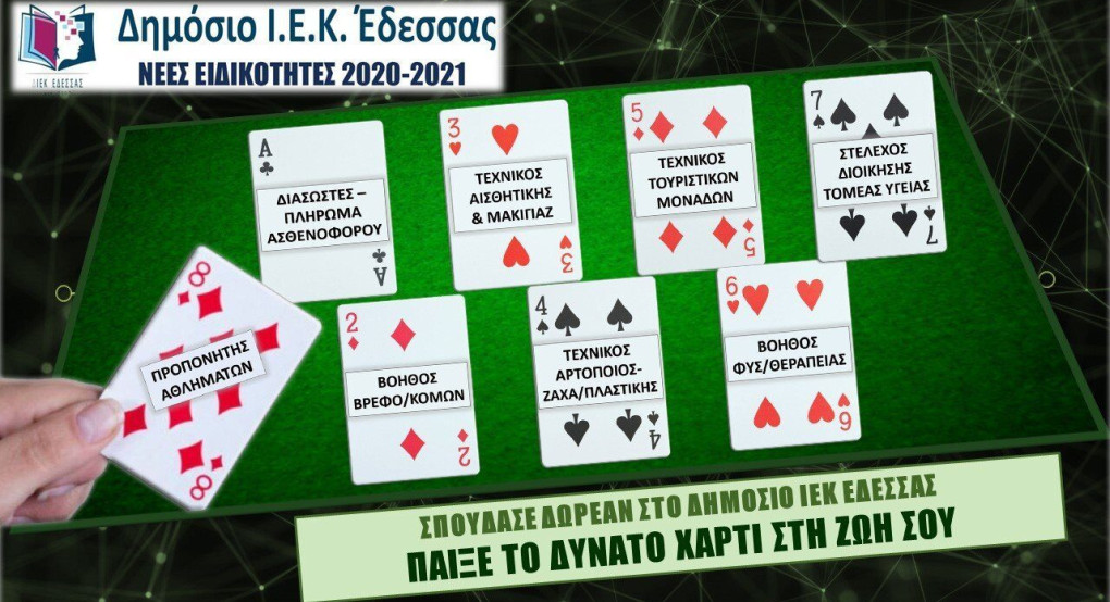 Οι νέες ειδικότητες του ΔΙΕΚ Έδεσσας για το έτος 2020-2021