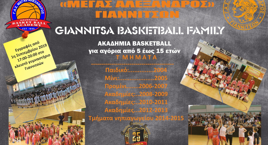 Άρχισαν οι εγγραφές στον "ΓΑΣ Μ. ΑΛΕΞΑΝΔΡΟΣ Γιαννιτσών" τμήμα BASKETBALL