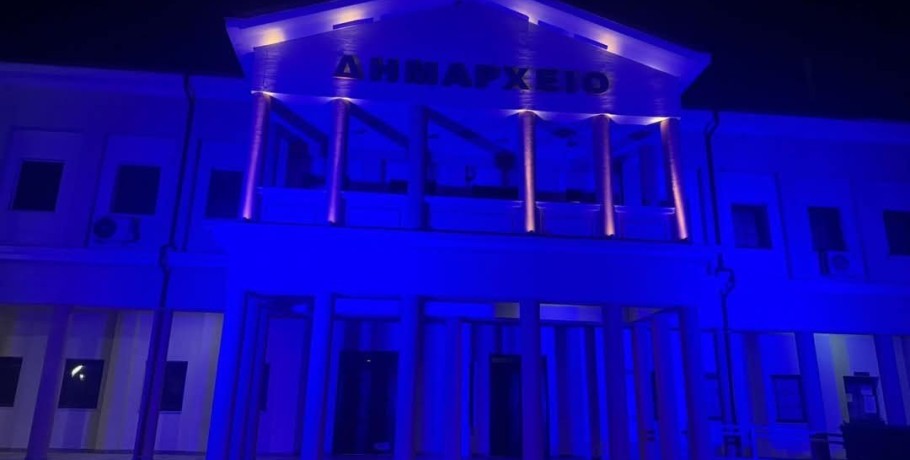 Φωταγώγηση του Δημαρχείου Παιονίας για την Εθνική Επέτειο της 25ης Μαρτίου