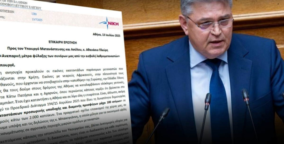 Νατσιός: «Ανεπαρκή μέτρα φύλαξης των συνόρων μας από την εισβολή λαθρομεταναστών»
