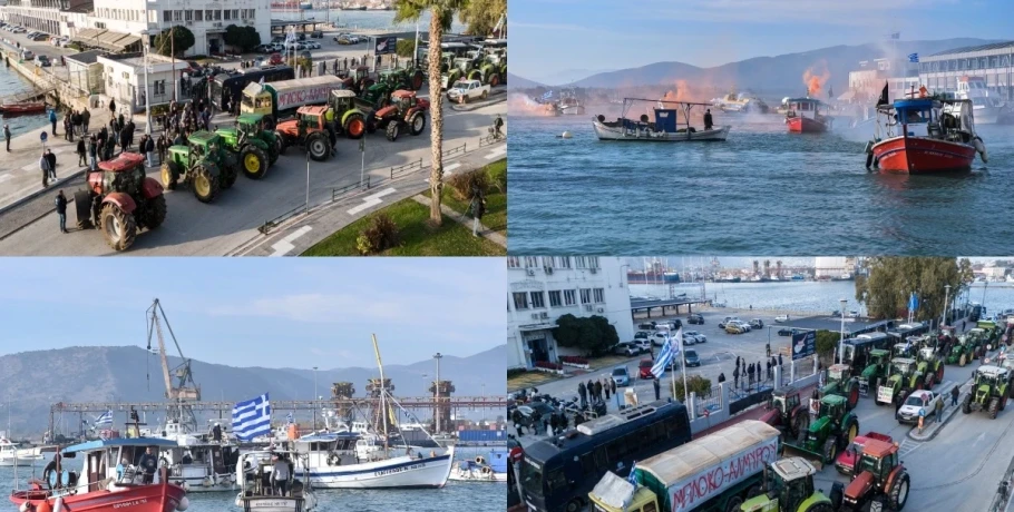Στο λιμάνι του Βόλου οι αγρότες – «Αστακός» η περιοχή από τις ισχυρές αστυνομικές δυνάμεις – Στην κινητοποίηση και οι αλιείς