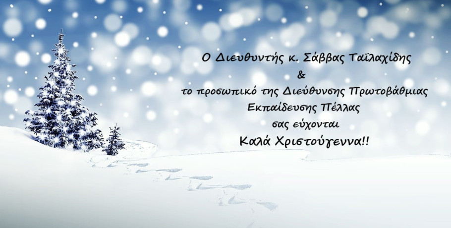 Χριστουγεννιάτικες Ευχές από τον Διευθυντή Πρωτοβάθμιας Εκπαίδευσης Πέλλας κ. Σάββα Ταϊλαχίδη