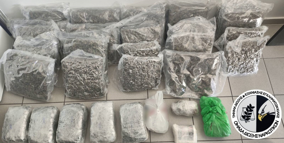 Περισσότερα από 29 κιλά κάνναβης και πάνω από 490 γραμμάρια κοκαΐνης εντοπίστηκαν σε αποθήκη οικίας σε περιοχή της Θεσσαλονίκης