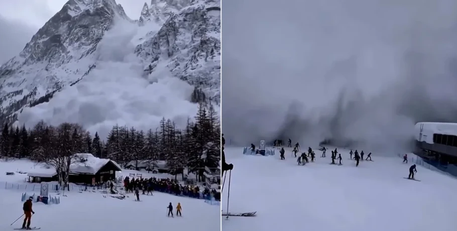 Χιονοστιβάδα κατεβαίνει βουνό στην Ιταλία, σκιέρ προσπάθησαν να απομακρυνθούν την τελευταία στιγμή