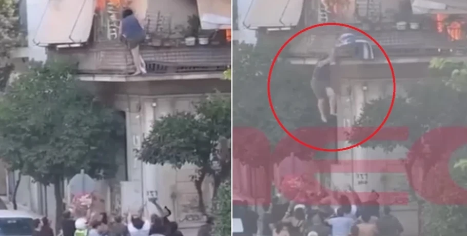 «Πήδα γιαγιά, θα σε πιάσω»: Η συγκλονιστική στιγμή που η ηλικιωμένη βουτάει στο κενό από το φλεγόμενο σπίτι της Καλλιθέας και σώζεται από πολίτες