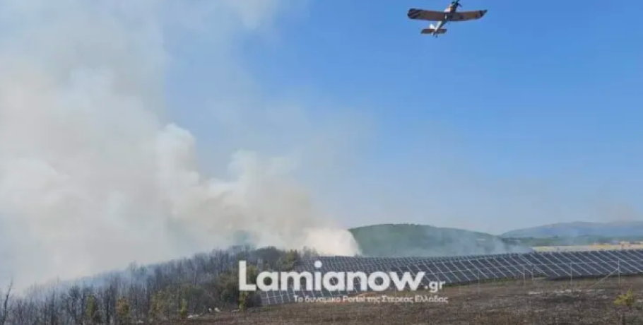 Παλαιοχώρι Λαμιέων : Υπό έλεγχο η πυρκαγιά δίπλα σε φωτοβολταϊκά – Μεγάλη κινητοποίηση της Πυροσβεστικής από γης και αέρος