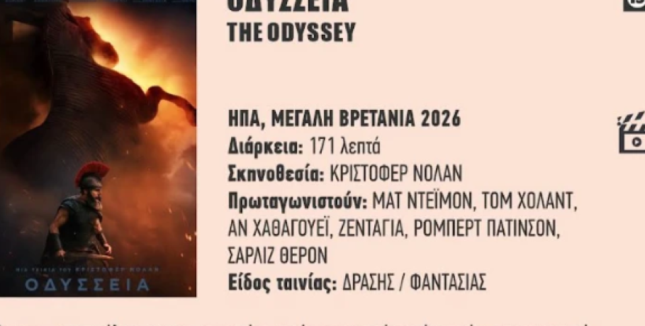 Αλλαγή ημερομηνίας στην παράσταση ‘’Η Γη της Επαγγελίας’’ και στην κινηματο-γραφική ‘’Οδύσσεια’’