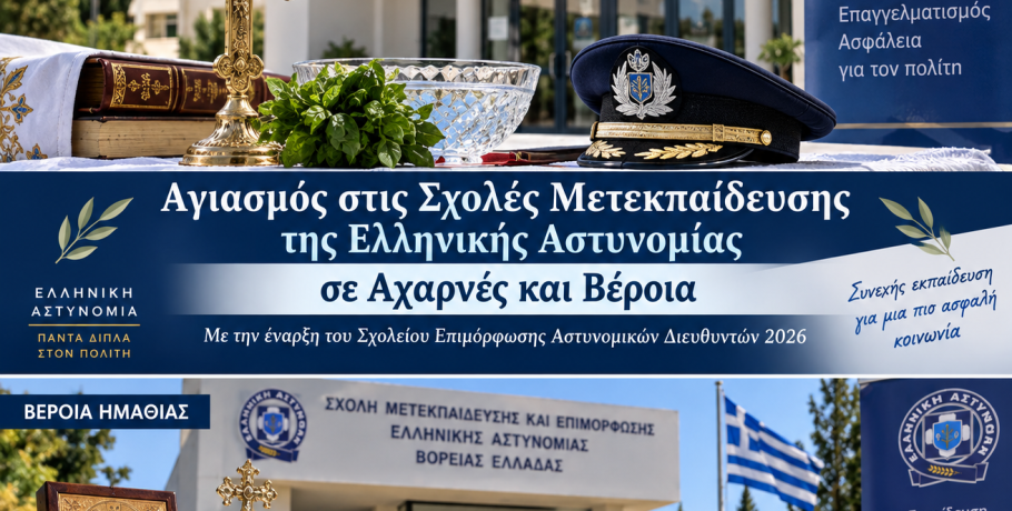 Αγιασμός στις Σχολές Μετεκπαίδευσης της ΕΛ.ΑΣ. σε Αχαρνές και Βέροια