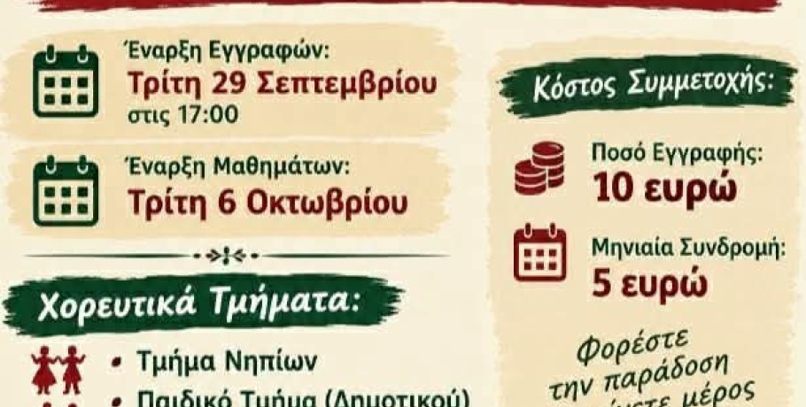 Ξεκίνησαν οι εγγραφές στο Σύλλογο της Καρυώτισσας