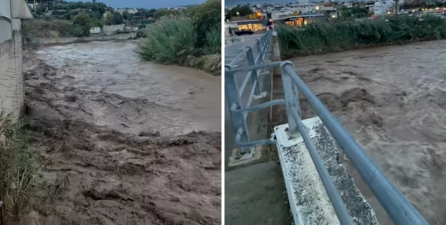 Κόκκινη προειδοποίηση της ΕΜΥ για την Κρήτη – Μήνυμα του 112 σε κατοίκους στο Ρέθυμνο, δρόμοι-χείμαρροι στον Μυλοπόταμο