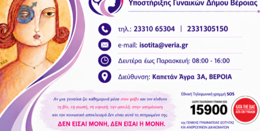 Συμβουλευτικό Κέντρο Υποστήριξης Γυναικών Δήμου Βέροιας: Η εξειδίκευση, η επιστημονική ευθύνη και η έμφυλη προσέγγιση δεν είναι τυπικές αναφορές, αλλά ουσιαστικές προϋποθέσεις υποστήριξης