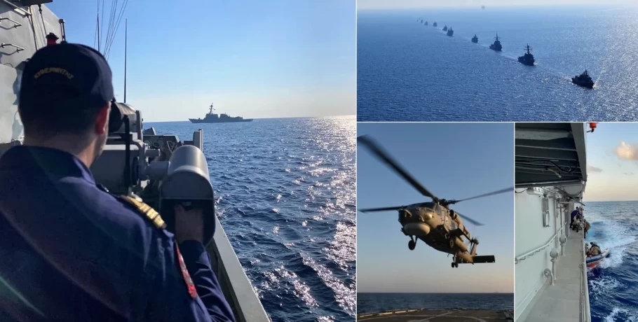«Niriis-22»: Εντυπωσιακές εικόνες από την άσκηση Ελλάδας, ΗΠΑ, Ισραήλ -Φρεγάτες, υποβρύχια και μαχητικά