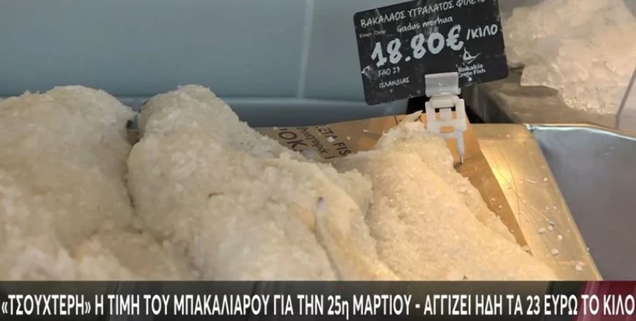 Απλησίαστος ο μπακαλιάρος ενόψει 25ης Μαρτίου: Έφτασε τα 23 ευρώ το κιλό