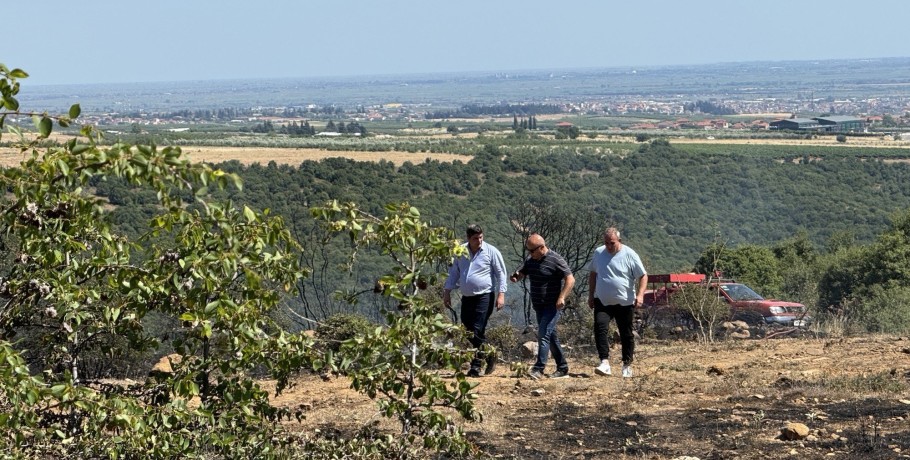 Παρών στις πυρκαγιές στους πρόποδες του Πάικου ο Δήμαρχος Πέλλας